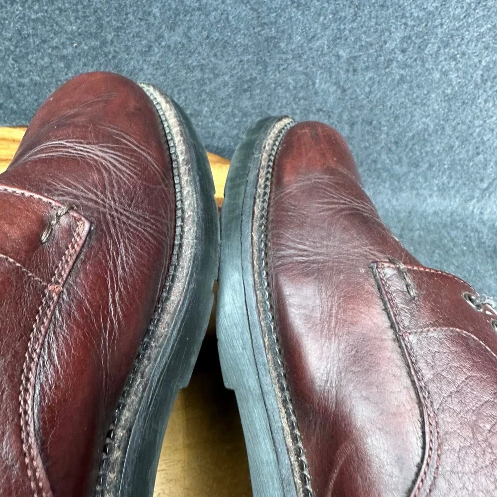 H.S. Trask & Co Mens 1101 Burgundy Bison Leather Derby Shoes Size 9 M USA Made